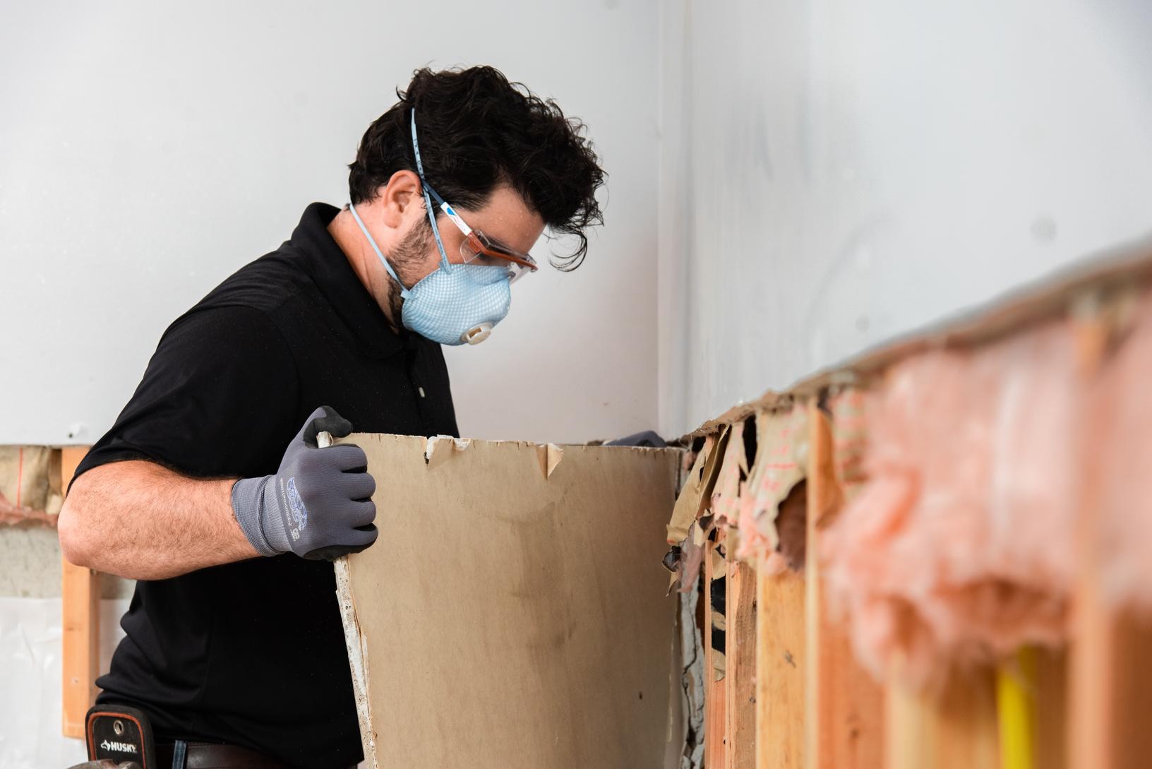 Removal of all old damaged drywall